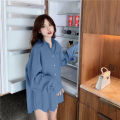 Spring and Autumn Women's New Korean Style bf Wind Loose ins Mid-Length Thin Student Coat Women Long Sleeve Shirt Women.