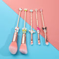 5 pcs/set kitty cat makeup brush set anime cute soft fluffy women's cosmetic makeup tools foundation brush eyeshadow brush gifts. 