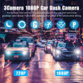 3 Channel Car DVR HD 1080P 3-Lens Inside Vehicle Dash CamThree Way Camera DVRs Recorder Video Registrator Dashcam Camcorder.