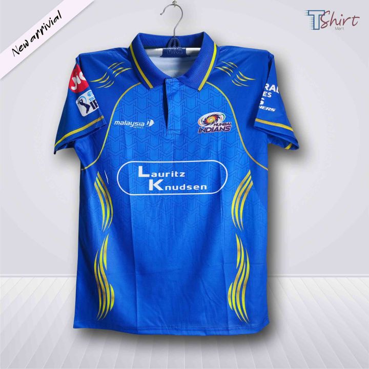 Mumbai Indians Premium IPL Cricket Jersey For Men - MI Half Sleeve Collar Polo IPL Jersey - Mumbai Jersey 2026