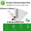 1 Roll A4 White Blank Thermal Printing Paper Roll 210mm x 30mm(8.3*12in) For Brother PAR411,, Peri Page A4 Portable Printer, Wireless Thermal Printer 210mm Photo Thermal Printer USB & BT with  Long Lasting for 10 Years. 