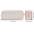 BRADOO- ANGOO 2 Pcs Large Pencil Case Big Capacity 3 Compartments Canvas Pencil Pouch, White Pink & Black. 