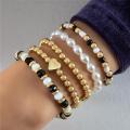 new jewelry sweet and cool style black diamond five-petal flower multi-layer bracelet set ins style bracelet four-piece set.