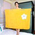 Hot selling star pocket absorbent girls can wear bath towels and coral velvet bath skirts wholesale ladies bathrobes. 
