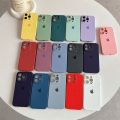 Velvet Inner Back Cover with LOGO Soft Silicon Phone Case Cover for iPhone 16 15 Pro Max 14 13 12 11 XR X 7 8 Plus + Mini. 
