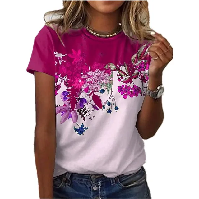 MUSIC%20T%20SHIRT%20Fashion%20Ladies%20T-shirt%202023%20New%20Summer%20Loose%20Women's%20Floral%20Print%20XL%20Top%203D%20Printed%20Abstract%20Pattern%20Lovely%20-%20Image%207