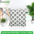 Fiber Cushion with Cover, White, (16"x16"), Set of 5. 