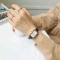 EB Women Fashion Retro Simple Chic Quartz Watch Leather Strap Rectangle Watch. 