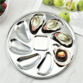 8PCS Oyster Plate Stainless Steel Oyster Plates Shell Shaped Oyster Container with 8 Slots for Oyster Sauce.