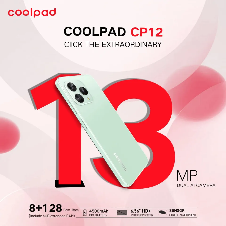 Coolpad CP12 Smartphone – 6.52” HD+ Display, 8GB RAM (4+4), 128GB