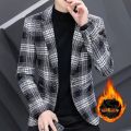 New Mens Suit Jacket Blazers Autumn Winter Suits Men's Wool Plaid Suits Men's Trend Woolen Suits Plus Size Men's Clothing. 
