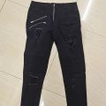 Streetwear Mens Straight Jeans Men Side Straps and Zips Biker Casual Slim Fit Black Goth Trousers Men Punk Skinny Denim Pants.