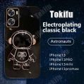 Tokifu For OPPO K10 5G Back Cover With Astronaut Folding Holder Luxury 6D Plating Case Soft Silicone Bracket Phone Cases. 