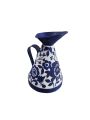 Metal flower vase.white,blue combo,acrylic painting on white vase easily can suit your wagon,living room,office etc decoration.measurment 10" long.( price without flower).