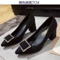 Professional Pointed Toe Pumps Work Mid Heel Black Chunky Heel Comfortable Women's Formal Wear Interview Women's Shoes Work Shoes High Heels Women. 
