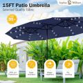Rectangular Outdoor Umbrella With Base Included Patio Furniture Outdoor Set 15 Ft Extra Large Patio Umbrella With Solar Lights.