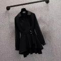 M-4XL Women's Shirt Lapel V Neck Long Sleeves Irregular Hem Plus Size Waist Tight Adjustable Belt Pullover Shirt Female Clothing. 