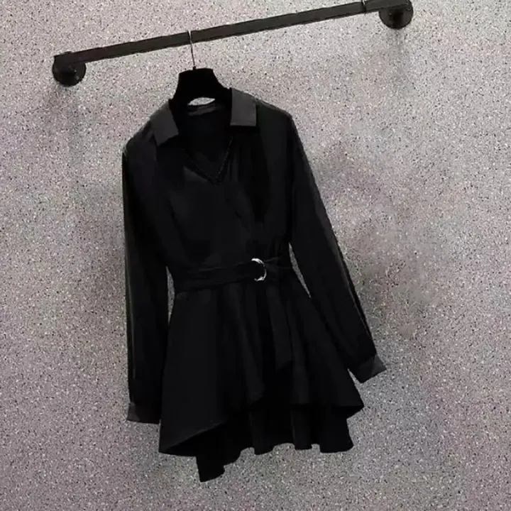 M-4XL%20Women's%20Shirt%20Lapel%20V%20Neck%20Long%20Sleeves%20Irregular%20Hem%20Plus%20Size%20Waist%20Tight%20Adjustable%20Belt%20Pullover%20Shirt%20Female%20Clothing%20-%20Image%202