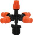 Five Way Misting Atomization Fogger Nozzle (1-Pc) with Half (1/2) inch to 6mm size Adapter Connector (1-Pc) for Easy Installation on Crop Field, Nursery and Vegetable Gardens.. 