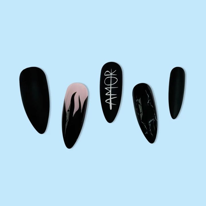 Black%20Almond%20Nails%20Set%20Press%20on%20Flame%20Matte%20Tips%20Finger%20False%20Nails%20Reusable%20Adhesive%20Full%20Cover%20Acrylic%20Fingernails%20-%20Image%204