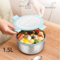 new Homio Tedemei high quality portable BPA free leak-proof lunch box round stainless steel food storage container 1500ml,840ml and 400ml size. 