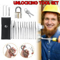 (Training Lock) Lock Picking Set Unlocking Tool Set Locksmith Practice Lock Pick Key Extractor Padlock Lockpick Tool Kits With Carrying Bag For Beginner Professional Kids - Without Lock.