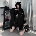 gothic clothes Harajuku Hoodies Devil Horns Sweatshirts zip up hoodie Loose Pullovers Long Sleeve Tops Streetwear. 