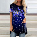 2022 Summer Elegant Womens Floral Printed T-shirt Women Fashion T-shirts Ladies Tops Tees Vintage Dziert Caseual Loose.