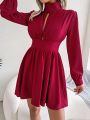Women Desses Summer 2023 Hollowed Waist Swing Dress Women Solid Color Long Sleeve Bodycon Dress Casual Vacation Beach Dress. 
