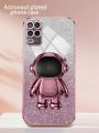 AnDyH Phone Case for OPPO A54 4G Flash Powder Gradient Plating Casing with Astronaut Stand. 