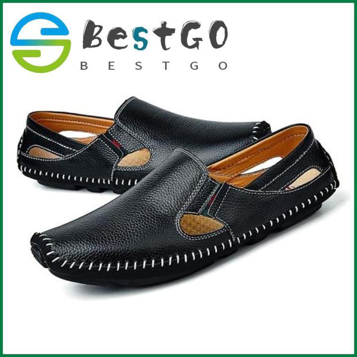 Men Leather Driving Shoes Plus Size 45 46 47 Casual Slip-on Summer Shoes 5 Colors Size 38-47