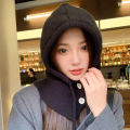 Korea Hat and Scarf Set Scarf Neck Set Balaclava Hat Women Winter Knitted Hooded Caps Wool Pullover One-Piece Neck Collar Hat. 
