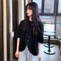Korean Style Chiffon Shirt Women Solid Button Irregular Short Sleeve Top.