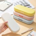 Kawaii Plastic Double Layer Pencil Case for Kids Macaron Solid Color Cute Hard Pen Box Office School Supplies Stationary Gift. 