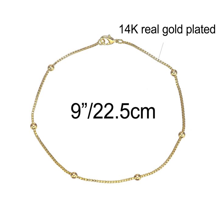 Gold%20Color%20Satellite%20Link%20Chain%20Beaded%20Anklet,%209%2010%2011%20inches%20Box%20Chain%20Ankle%20Bracelet%20for%20Women%20Men%20Waterproof%20-%20Image%203