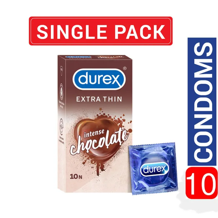 Durex - Extra Thin Intense Chocolate Flavored Condom - Large Single Pack - 10x1=10pcs