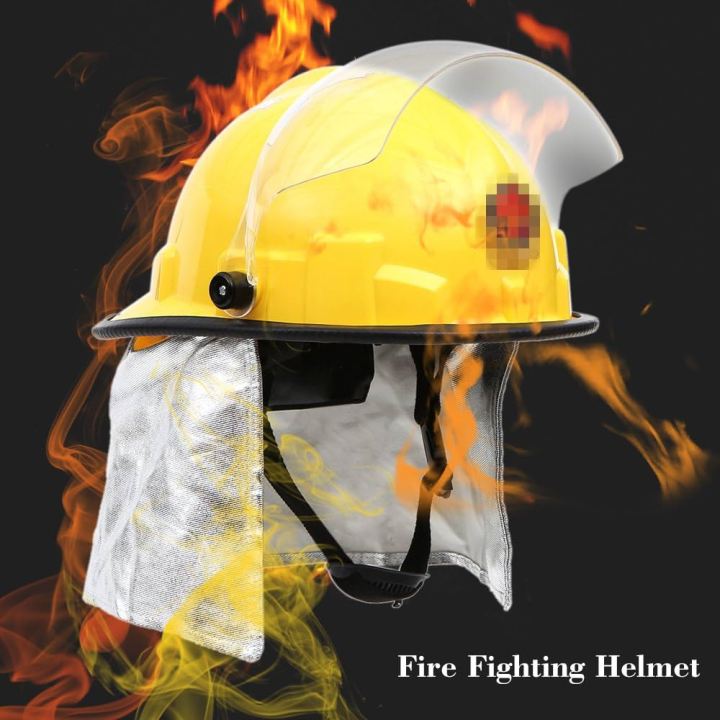 Goggles Fireman's Safety Helmet with Electric Shock Resistance Flame-Retardant Pierce Resistance Fire Fighting Helmet