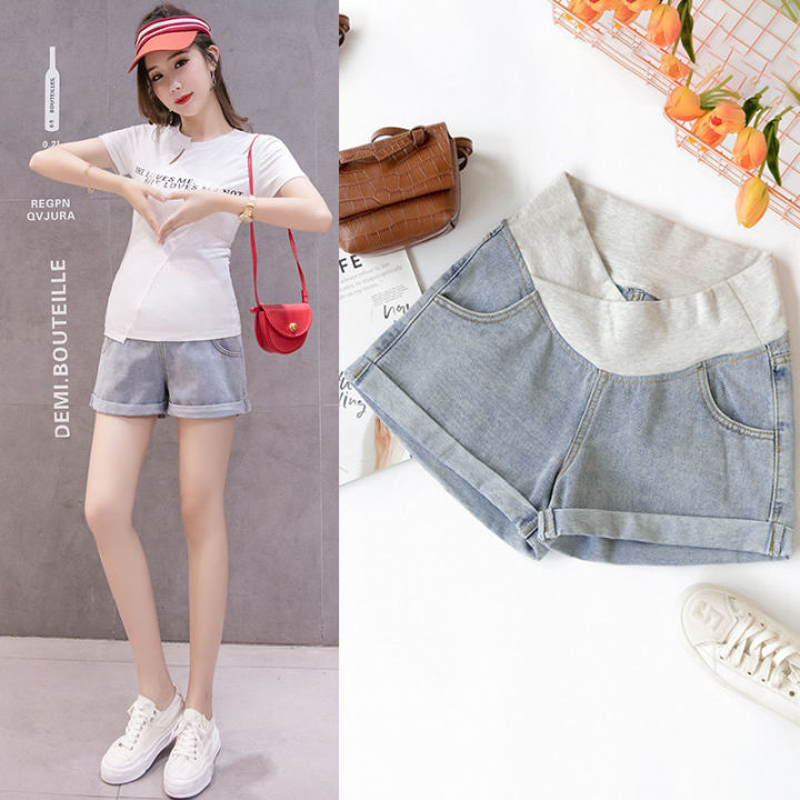 Maternity%20Pants%20Summer%20Outer%20Wear%20Large%20Size%20Fashionable%20New%20Denim%20Thin%20Small%20Shorts%20for%20Pregnant%20Women%20Summer%20Maternity%20Clothes%20-%20Image%204