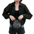 Scheming Top Long-Sleeved Fried Street Jacket Advanced Style Self-Retained Transparent Shirt Women's Ultra-Thin Outer Wear Cardigan Short. 