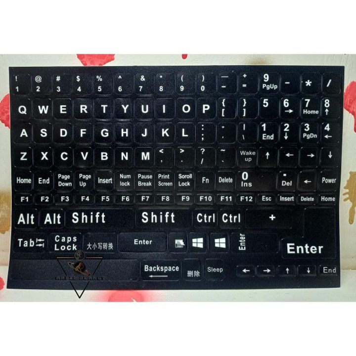 1 pieces, White Letters (Medium) English Keyboard Sticker Decal Black / White text on transparent background, for Laptop PC / English Letters large sheet with digital full Version for Laptop & Keyboard