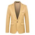 Men Blazer One Buckle Turndown Collar Long Sleeves Solid Color Plus Size Slim Fit Suit Jacket for Office. 