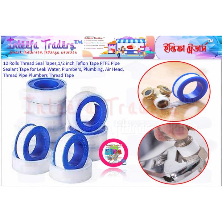 10 Rolls Thread Seal Tapes,1/2 inch Teflon Tape PTFE Pipe Sealant Tape for Leak Water, Plumbers, Plumbing, Air Head, Thread Pipe Plumbers Thread Tape