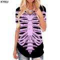 KYKU Rose Flower T Shirt Women Flowers V-neck Tshirt Romantic Shirt Print Red Funny T shirts Womens Clothing Summer Casual Tops.