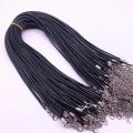 New 5pcs 2mm Leather Cord Wax Rope Chain Necklace Extender Chain Lobster Clasp DIY Jewelry Accessories. 