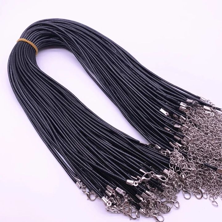 New%205pcs%202mm%20Leather%20Cord%20Wax%20Rope%20Chain%20Necklace%20Extender%20Chain%20Lobster%20Clasp%20DIY%20Jewelry%20Accessories%20-%20Image%206
