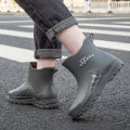 Rain Boots Men's Labor Protection Work Rubber Shoes Middle Tube Non-Slip Waterproof Kitchen Fishing Shoes Outdoor Rain Boots Soft Bottom Rain Shoes Men. 