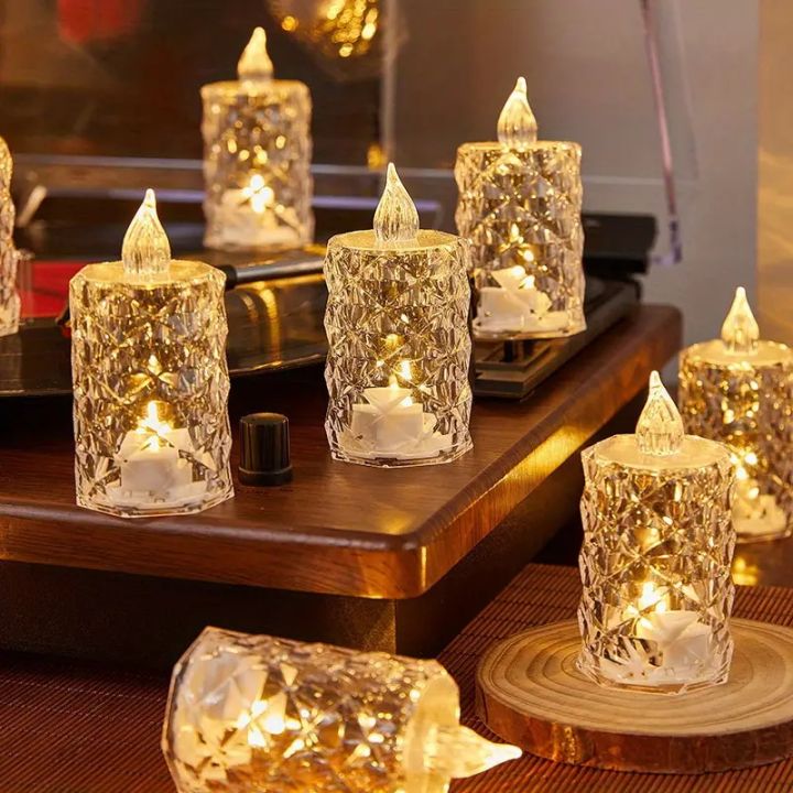 1/5/10pcs Flameless LED Candle Light Large Transparent Acrylic Candle Lamp Valentines Day Wedding Home Decor Electronic Night Light