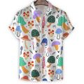 Fashion Mushroom Hawaiian Shirts for Men Women Novelty Button Down Short Sleeve Shirt 3D Print Holiday Summer Funny Tops.