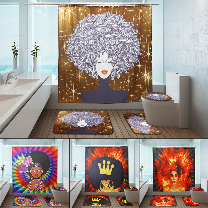 Make%20you%20feel%20comfortableShower%20Curtain%20Bathroom%20Decor%20Set%20African%20girl%20Painting%20Art%20Design%20Curtains%20PVC%20-%20Image%202