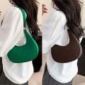 Fashion Simple Moon Shape Underarm Bags Cute Women Female Crocodile Grain Shoulder Bag Felt Purses Handbags Trend Accessories. 